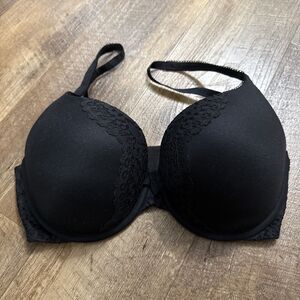 Victoria's Secret Perfect Shape Black Lace Lined Underwired Bra Size 36 DD